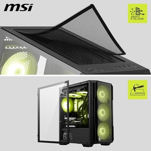 MAG Forge M120R Airflow - Mini-Tower PC-Gehäuse - Hoher Luftstrom, Micro-ATX-Kapazität, 240 mm Radiator-Unterstützung, Vier vorinstallierte ARGB-Lüfter, gehärtetes Glas-Seitenteil - Schwarz Bild 6