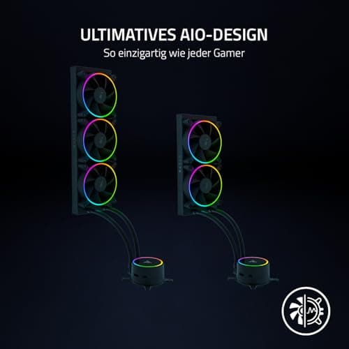 Razer Hanbo Chroma RGB - CPU Flüssig-Kühler mit AIO Liquid Cooler 2x 240mm Lüfter (9-pin Anschluß, Chroma RGB Lüfter, aRGB Pump Cap) Schwarz Bild 6