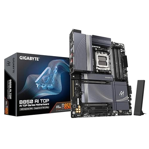 GIGABYTE B850 AI TOP Motherboard - AMD Ryzen 9000 Series CPUs, 16+2+2 Phasen Digital VRM, bis zu 8600MHz DDR5 (OC), 2xPCIe 5.0 + 1xPCIe 4.0 M.2, 10 GbE LAN, WiFi 7, USB 3.2 Gen 2x2