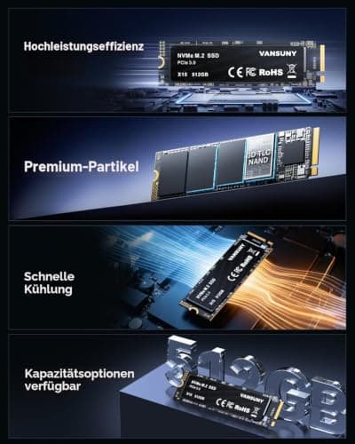 Vansuny SSD 512GB M.2 SSD NVMe SSD Interne SSD 512gb M.2 2280 PCIe TLC Bis zu 3400MB/s Lesen 2900MB/s Schreiben zum Aufrüsten von Gaming PC 512Go m.2 Bild 8