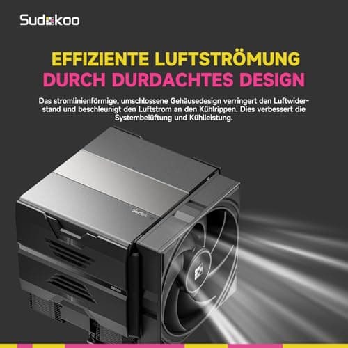 Sudokoo SK620 CPU Kühler AM5 : PC Lüfter mit Dual Tower für AM5 Exklusiv & 6 Heatpipes - CPU Cooler mit Zwei 120mm FDB PWM Lüfter - Luftkühler, Einfache Montage, 5 Jahre Garantie, Schwarz SK620 Schwarz Bild 6