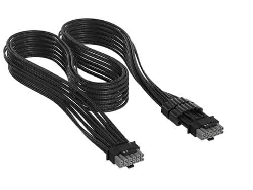 Corsair Elite Premium Einzeln Ummantelte PCIe 12V-2x6 zu PCIe 12V-2x6 600W Netzteilkabel – Dreilagiges Mesh-Paracord, Flache Kabelkämme, Kompatibel mit 12V-2x6-Netzteilen – Schwarz Bild 2