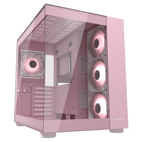Cougar Cube Midi-Tower-Gehäuse aus Gehärtetem Glas, FV150 ARGB, Rosa