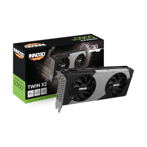 INNO3D NVIDIA GeForce RTX 5060 Ti Twin X2 16GB GDDR7 Gaming Graphics Card (Dual Fan, 2 Slot, Reflex 2 RTX AI DLSS4) Bild 2