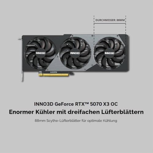 INNO3D NVIDIA GeForce RTX 5070 X3 OC 12GB GDDR7 Gaming Graphics Card (Triple Fan, 2 Slot, Reflex 2 RTX AI DLSS4) Bild 6