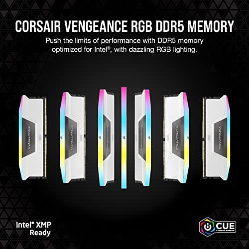 CORSAIR Vengeance RGB DDR5 RAM 64GB (2x32GB) Bis zu 5600MHz CL40 Intel XMP 3.0 Desktop-Arbeitsspeicher – Weiß (CMH64GX5M2B5600C40W) Weiß 64GB (2x32GB) Bild 4