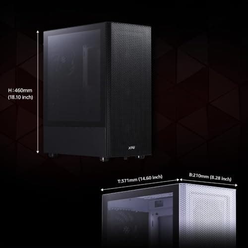 XPG Valor MESH (kompaktes ATX-Mid-Tower-Gehäuse, MESH-Frontpanel-Design, 3mm-gehärtetes Glas-Seitenpanel, vorinstallierte x4 120mm Lüfter) Bild 7