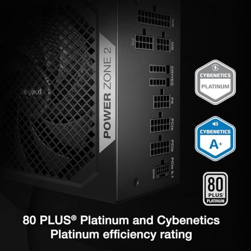 be quiet! BP007US Power-Zone 2, 850 W, ATX 3.1 PSU, 80 Plus, Cybenetics Platinum Efficiency, geräuscharmes Netzteil mit Null-RPM-Rauschunterdrückung, PCIe 5.1 Ready, Schwarz Bild 4