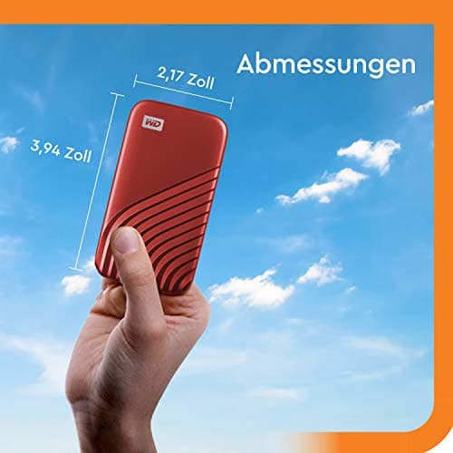 WD My Passport SSD 2 TB mobiler SSD Speicher (NVMe-Technologie, USB-C und USB 3.2 Gen-2 kompatibel, Lesen 1050 MB/s, Schreiben 1000 MB/s) Rot 1000MB/s 2 TB Rot SSD Bild 6