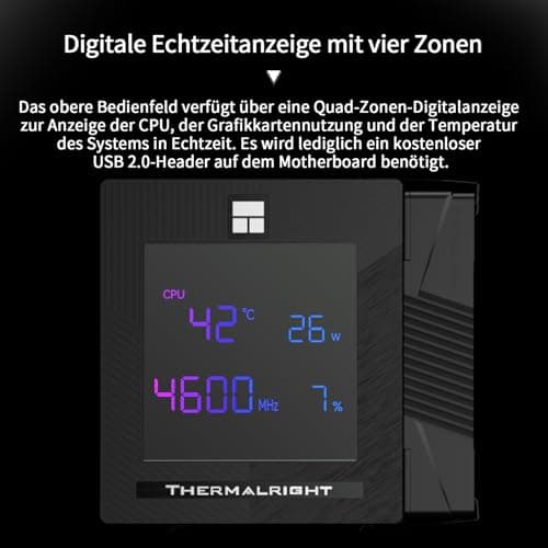 Thermalright Phantom Spirit 120 Digital EVO CPU Luftkühler,7 Heatpipes CPU Kühler,Dual 120mm PWM Lüfter, Digital Screen Top Cover, für AM4/AM5/Intel LGA1700/1851/1150/1151/1200, PC Kühlung Bild 6