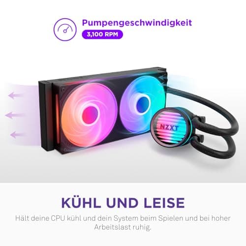 NZXT Kraken Core 240 RGB – AIO CPU-Flüssigkeitskühler – Anpassbares LCD-Display – Hochleistungs-Lüfter – Kompatibel mit Intel® & AMD® Sockel – Core 240 RGB – Schwarz Bild 6