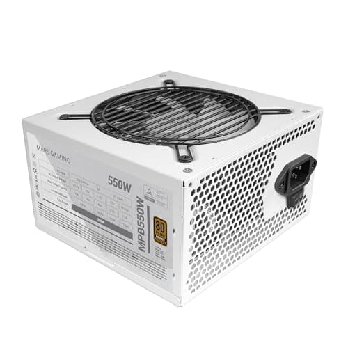 Mars Gaming MPB550, PC-Netzteil 550W ATX, 6 Jahre Garantie, 80Plus Bronze 230V EU, 90% Wirkungsgrad, 120mm FDB Lüfter mit AI-RPM Technologie und Anti-Vibrationssystem, Weiß MPB550W Bild 2
