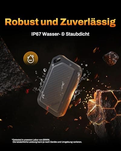 BIWIN Amber PR2000 Externe SSD 1TB USB 3.2 Gen2x2 - Bis zu 2000 MB/s IP67 wasserdicht - Portable NVMe External Solid State Drives mit USB-C & USB-A Adapter, Schwarz 1TB Schwarz Bild 6