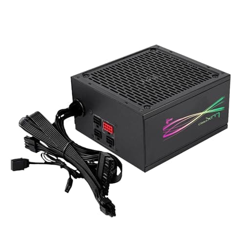 Aerocool LUXPRORGB550M, Semi-Modular RGB 550W Netzteil, 80Plus Bronze +88%, Japanische Kondensatoren, 14cm FDB-Lüfter mit APFC-Technologie, ARGB-kompatibel, 5 Jahre Garantie, Schwarz Bild 2