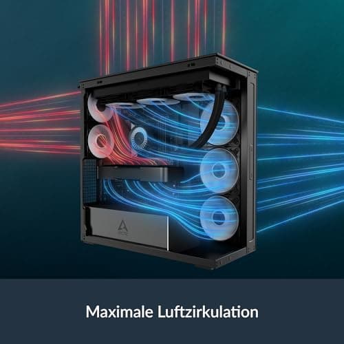 ARCTIC Xtender Black (Clear Glass) - PC-Gehäuse, Gehärtetes Panorama-Glas, 2X 420 mm Radiator Support, Full Tower, Big Tower, E-ATX, 5X A-RGB Lüfter vormontiert - Schwarz black clear Bild 8
