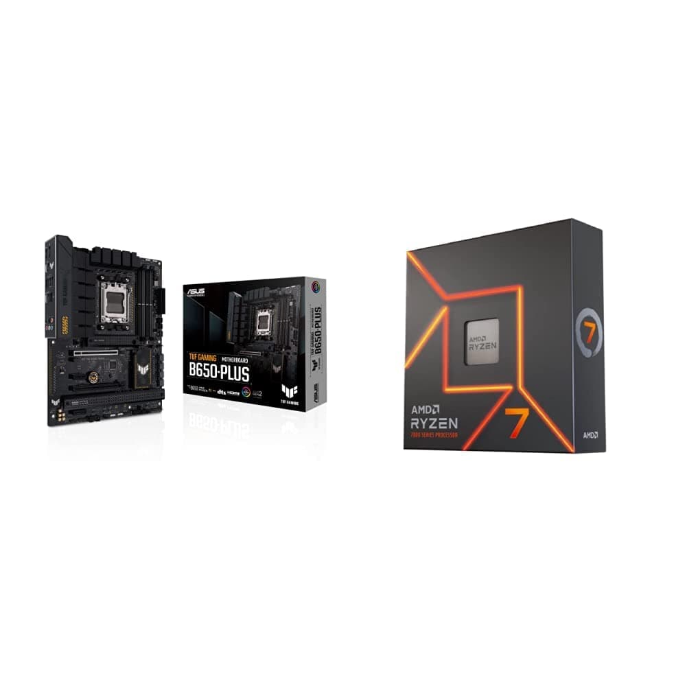 ASUS TUF Gaming B650-PLUS Mainboard Sockel AMD AM5 (Ryzen 7000, ATX, PCIe 5.0, DDR5-Speicher, 14 Power Stages, USB 3.2 Gen 2x2 Typ-C, 2.5G Ethernet, Aura Sync)+ 7 7600X Processor 4.7 GHz 32 MB L3 Box