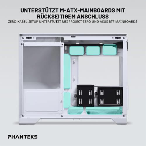 Phanteks XT V3 Mini-Tower PC-Gehäuse Weiß – Kompaktes Micro-ATX Case mit Tempered Glass, Unterstützung für 360mm Radiator & 430mm Grafikkarten – mit 3X 120mm RGB Lüftern Bild 8