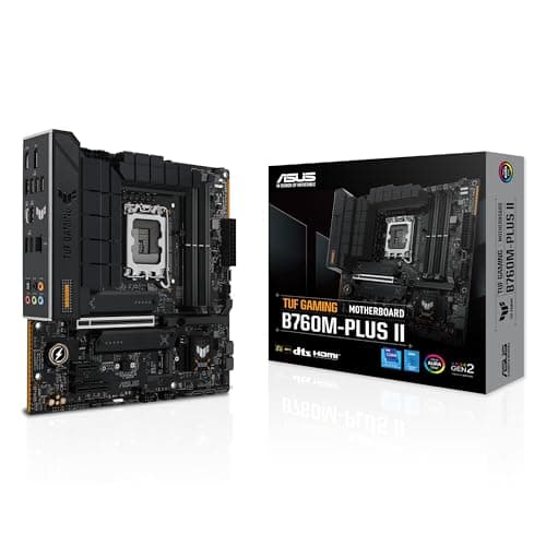 ASUS TUF Gaming B760M-PLUS II Mainboard Sockel Intel LGA 1700 (Intel B760, mATX, DDR5 Speicher, PCIe 5.0, 3X M.2, Thunderbolt 4, Aura Sync)