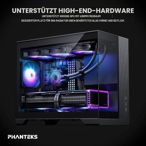 Phanteks XT V3 Mini-Tower PC-Gehäuse Schwarz – Kompaktes Micro-ATX Case mit Tempered Glass, Unterstützung für 360mm Radiator & 430mm Grafikkarten – mit 3X 120mm RGB Lüftern Bild 4