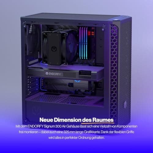 ENDORFY Signum 300 Air PC Gehäuse ATX mit Tempered Glass, 4X Stratus 120 PWM, Mesh Front, Unterstützung für 360 mm Radiator, GPU bis 350 mm, Schwarz Signum 300 Air (4x120mm fans) Bild 4