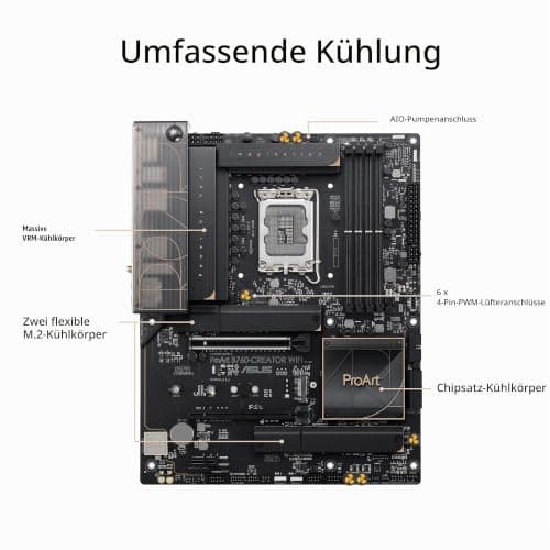 ASUS PROART B760-CREATOR WiFi Mainboard Sockel Intel LGA1700 (ATX, PCIe 5.0, DDR5 Speicher, WiFi 6, 3X M.2, USB 3.2 Gen2x2, für Content Creator) Bild 8