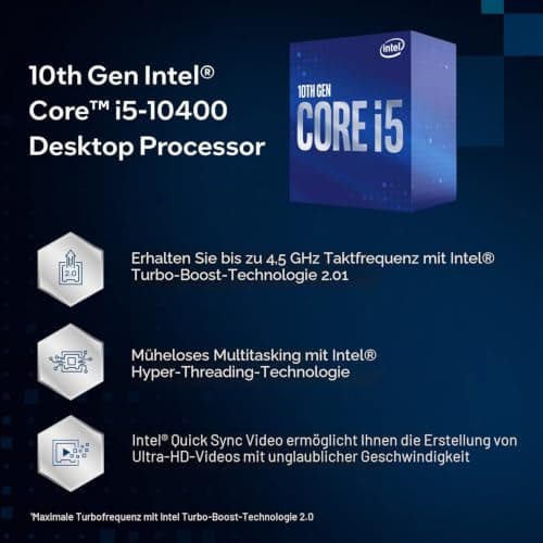 Intel® Core™ i5-10400 Desktop-Prozessor, 6 Kerne, bis zu 4,3 GHz, LGA1200 (Chipsatz der Intel® 400er-Reihe), 65 W Desktop-Prozessor Single Bild 6