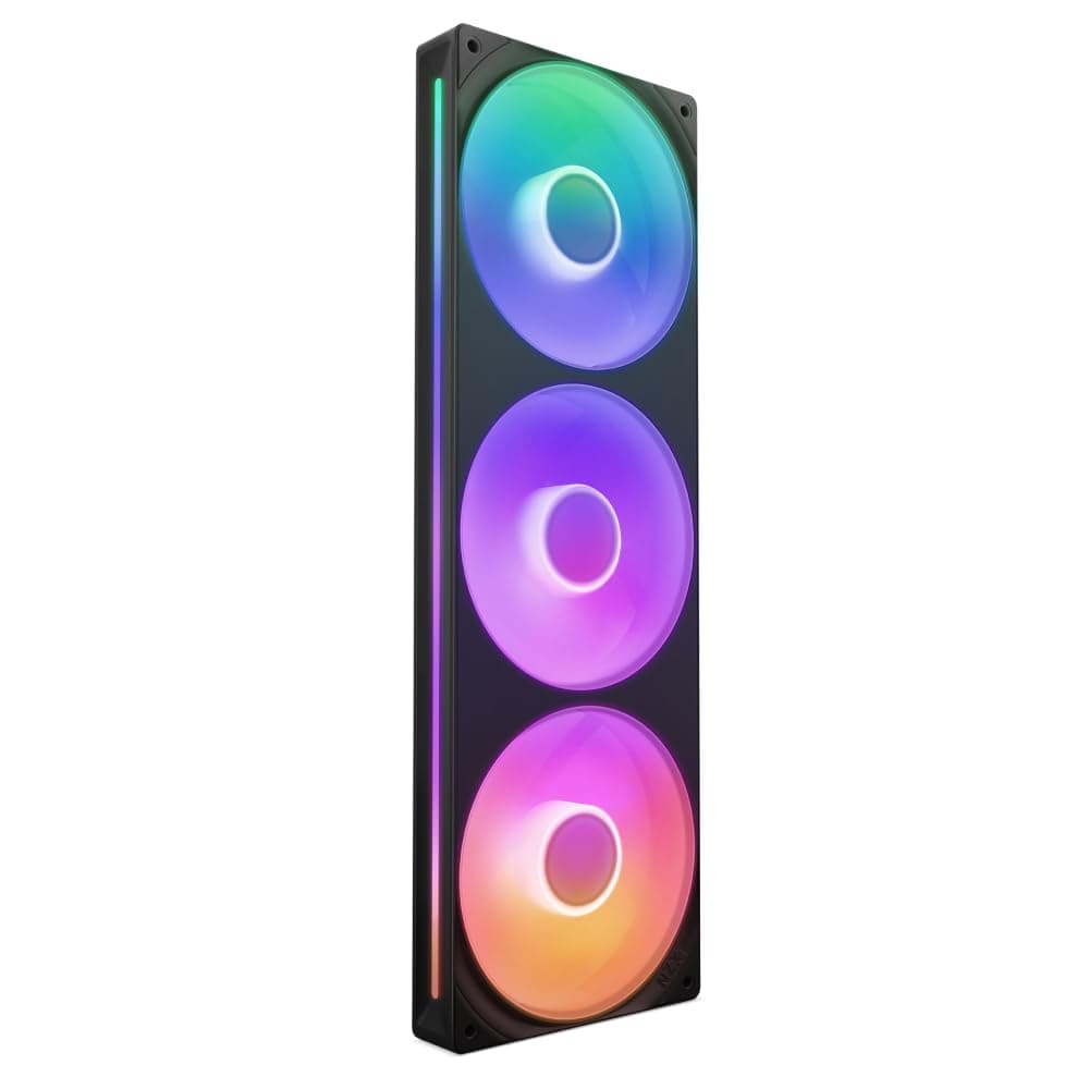 NZXT F360 RGB Core - 360 mm Einzelrahmen-Lüftereinheit mit 3 x 120 mm RGB-Lüftern - Drehzahl- und Beleuchtungssteuerung - Hoher statischer Druck und Luftstrom - 8 aRGB-LEDs pro Lüfter - Schwarz Schwarz 360mm