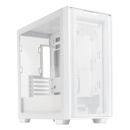 ASUS A21 Micro-ATX Gaming Gehäuse White (kompatibel mit 360 mm Radiatoren, 380 mm Grafikkarten, Frontpanel-Mesh, Fach für Kabelmanagement, weiß)