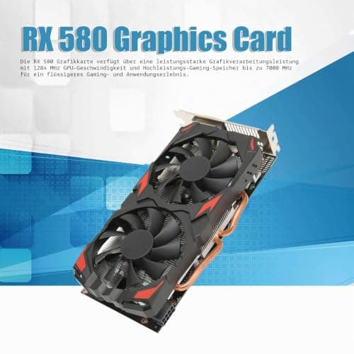 VBESTLIFE RX 580-Grafikkarte, 8 GB GDDR5 256-Bit-Gaming-Grafikkarte, PCI Express 3.0x16, 3 DisplayPort HDMI DVI, Dual Air Cooling PC-Grafikkarten, Unterstützung für 4K-Displays Bild 4