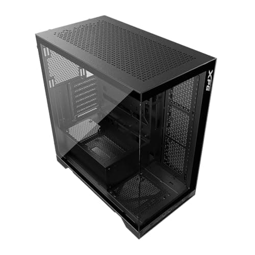 XPG Invader X säulenloses Mid-Tower-Gaming-Gehäuse aus gehärtetem Glas, Schwarz Farbe – INVADERXMTWOF-BKCWW