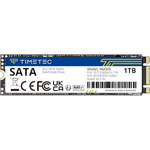 Timetec 1TB SSD 3D NAND SATA III 6 Gb/s M.2 2280 NGFF 512 TBW Lesegeschwindigkeit bis zu 550 MB/s SLC-Cache Leistungssteigerung Internes Solid-State-Laufwerk für PC, Computer, Laptop und Desktop