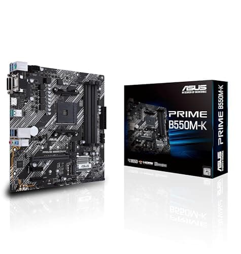 ASUS Prime B550M-K Gaming Mainboard Sockel AM4 (Micro ATX, Ryzen, PCIe 4.0, 2X M.2-Steckplätze, SATA 6Gbit/s, USB 3.2 Gen 2 Typ-A)