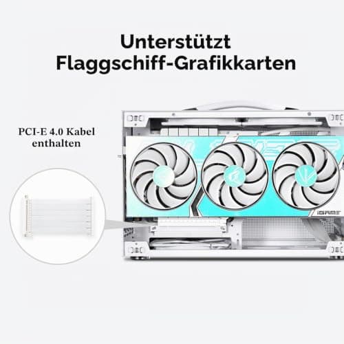 CPS K101 MESH WH Mini ITX PC-Gehäuse, SFX-Netzteil, CPU-Kühler-Höhenbegrenzung 68 mm, kompatibel mit Grafikkarten mit 3 Steckplätzen, Längenbegrenzung 340 mm, inklusive PCI-E 4.0 Kabel, WH K101 MESH WHITE Bild 6