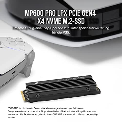 Corsair MP600 PRO LPX 8TB M.2 NVMe PCIe x4 Gen4 SSD - Optimiert Für PS5 (bis zu 7.000 MB/s Sequenzielle Lese- Und 6.100 MB/s Sequenzielle Schreibgeschwindigkeiten,Kompakter Formfaktor) Schwarz 8TB Schwarz Bild 4