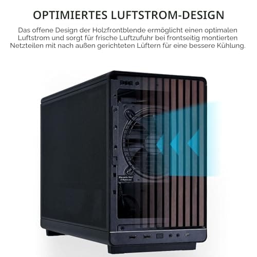 Lian Li DAN Cases A3-mATX PC-Gehäuse, anpassbares Layout, 415 mm GPU-Klarheit, unterstützt bis zu 360 mm Radiatoren, Stahl, Kunststoff, Schwarz Bild 4