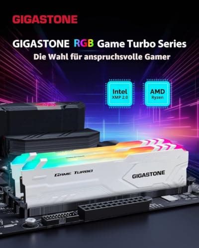 【RGB DDR4 RAM】 GIGASTONE Game Turbo 64GB Kit(4x16GB) DDR4 3200MHz PC4-25600 CL16-18-18-40 Intel XMP 2.0 AMD Ryzen 1.35V UDIMM 288Pin Nicht-ECC ungepuffert Desktop Hochleistung Arbeitsspeicher-Weiß 4x16GB Weiß DDR4 3200 MHz für Desktop Bild 4
