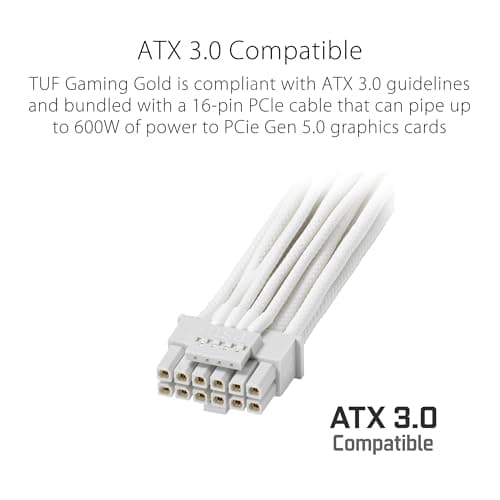 ASUS TUF Gaming 1000W Gold Gaming Netzteil (1000 Watt, vollmodulares Netzteil, ATX 3.1-kompatibel, PCIe 5.1, Axial-tech Lüfter, PCB-Beschichtung, Doppelkugellager, weiß) Bild 6