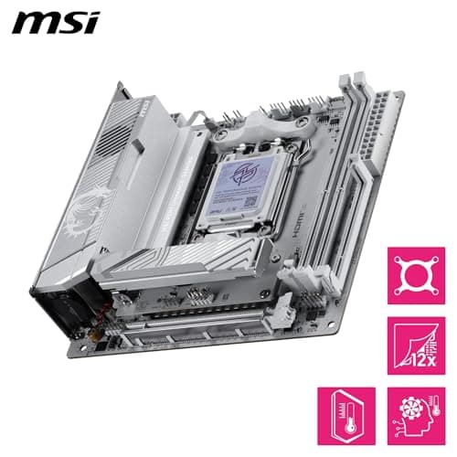 MSI MPG X870I Edge TI EVO WiFi Mainboard, ATX - Unterstützt AMD Ryzen 9000/8000 / 7000 Prozessoren, AM5-110A SPS VRM, DDR5 Memory Boost 8200+MT/s (OC), PCIe 5.0 x16, M.2 Gen5, Wi-Fi 7, 5G LAN Bild 8