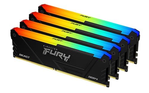 Kingston FURY Beast RGB 64GB 3200MT/s DDR4 CL16 DIMM (Kit mit 4) PC Arbeitsspeicher KF432C16BB12AK4/64