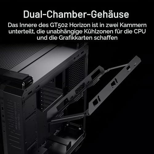 ASUS TUF Gaming GT502 Horizon TG ARGB White modulares Zweikammer-Gehäuse (Panoramadesign, 4 vorinstallierte ARGB-Lüfter, Front Panel High-Speed USB Type-C, weiß) Bild 4