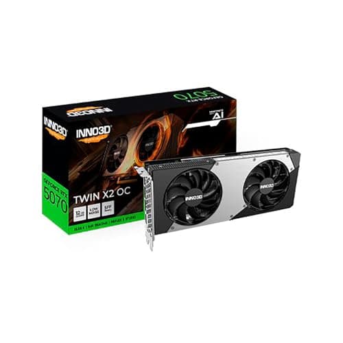 INNO3D NVIDIA GeForce RTX 5070 Twin X2 OC 12GB GDDR7 Gaming Graphics Card (Dual Fan, 2 Slot, Reflex 2 RTX AI DLSS4)