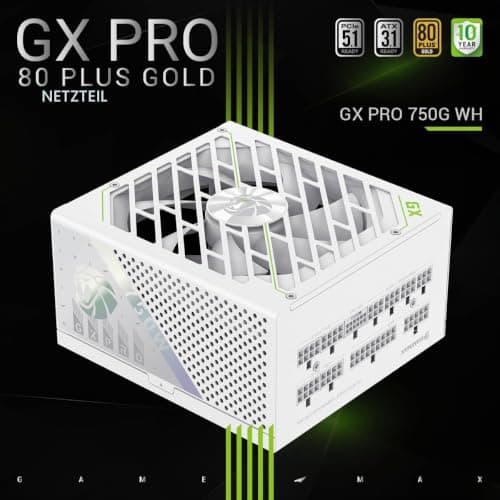 GAMEMAX GX 750G PRO WH Netzteil PC 750W Vollmodulares, ATX3.1 PCIe5.1 mit 12V-2x6-Anschluss, 80 Plus Gold, 105°C Japanische Kondensatoren, 7Schutzschaltungen, 10 Jahre Garantie, Weiß 750 Watt Weiß Bild 4