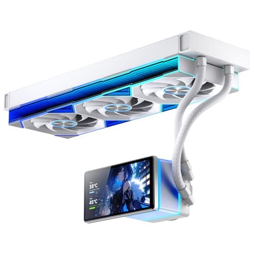 TZMRIT PF360 Aio Wasserkühlung 360mm mit 5.5-inch LCD Magnetic Screen Display,ALL-IN-One ARGB Infinity Mirror 2000RPM PWM Lüfter,für AM4/AM5& Intel LGA1851/1700 (WH) Bild 2