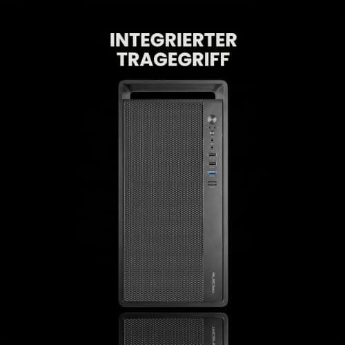 Tacens Fortis II, Mini-Tower PC MicroATX, Vollständige Mesh-Front für Hohen Luftdurchsatz, 1x Leiser 120mm FDB-Rücklüfter, Kompakter SPCC-Stahlgehäuse, Integrierter Tragegriff, Schwarz Bild 8