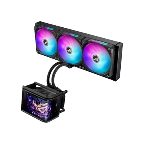 Asus Rog Ryuo IV SLC 360 All-in-One-CPU-Wasserkühlung (6,67-Zoll-AMOLED-Display, unterstützt 3D-Videos, 200mm-Schläuche, 3x ARGB Daisy-Chain-Lüfter, für Intel LGA 1851, 1700, AMD AM5, AM4)