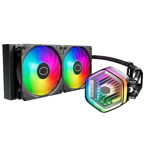 Cooler Master MasterLiquid Atmos 240 Black CPU-Wasserkühler – AIO-Wasserkühlung, Doppelkammerpumpe, vorinstallierte Sickleflow 120 Edge-Lüfter, adressierbares Gen 2 RGB, LGA1700- & AM5 – Schwarz Bild 2
