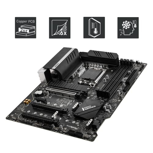 MSI PRO Z690-A DDR4 Mainboard ATX, unterstützt Intel Core Prozessoren 12. Generation, LGA 1700, 14 Duet Rail 55A VRM, Memory Boost 5200MHz/OC, 1 x PCIe 5.0 x16, 3 x M.2 Gen4 x4, 2.5G LAN Bild 8
