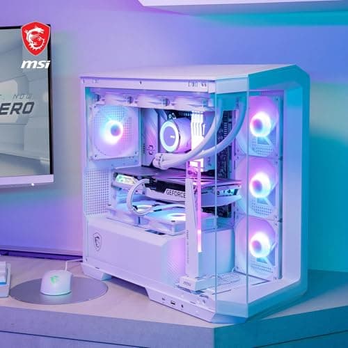 MSI MAG PANO M100L PZ Weiß Micro-ATX PC-Gehäuse - Micro-ATX-Kapazität, GPU-Support-Ständer, Füllstandsanzeige, Staubfilter, 33 mm Kabelführungsraum, USB Typ-C (20Gbps) Bild 4