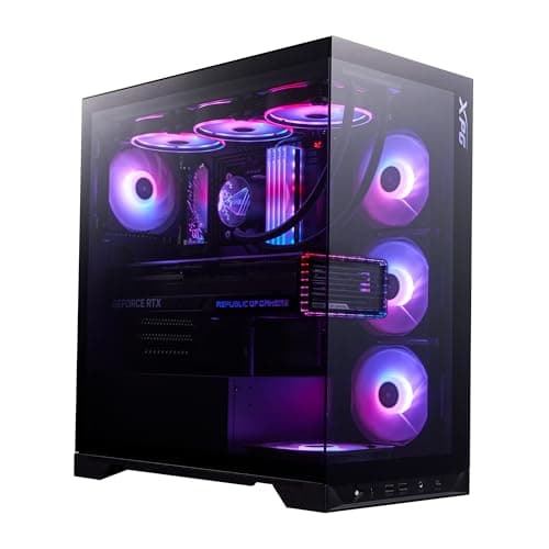 XPG Invader X BTF Midi Tower PC-Gehäuse Schwarz – ATX/mATX/Mini-ITX, 5× ARGB 120mm Lüfter vorinstalliert, Reverse-Connector kompatibel, Tempered Glass, bis 400mm GPU, 360mm Radiator