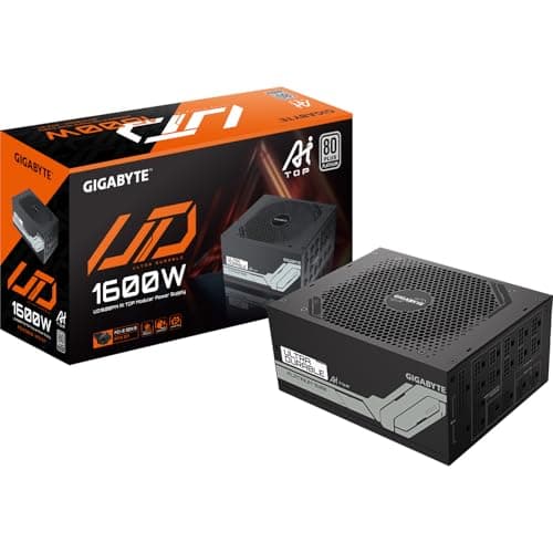 GIGABYTE UD1600PM PG5 AI TOP Netzteil - PCIe 5.0, 80 Plus Platinum, Vollmodulares Design, 120-mm-Lüfter, ATX 3.1 kompatibel, EU-Stecker